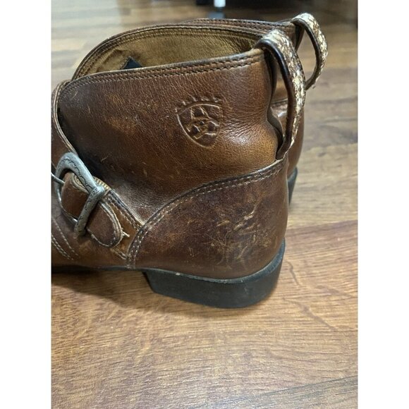 Ariat Brown Distressed Soft Leather Western Ankle Boots Women's Sz 8 - Picture 4 of 5